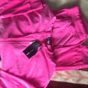 NWT hot pink velour pant set